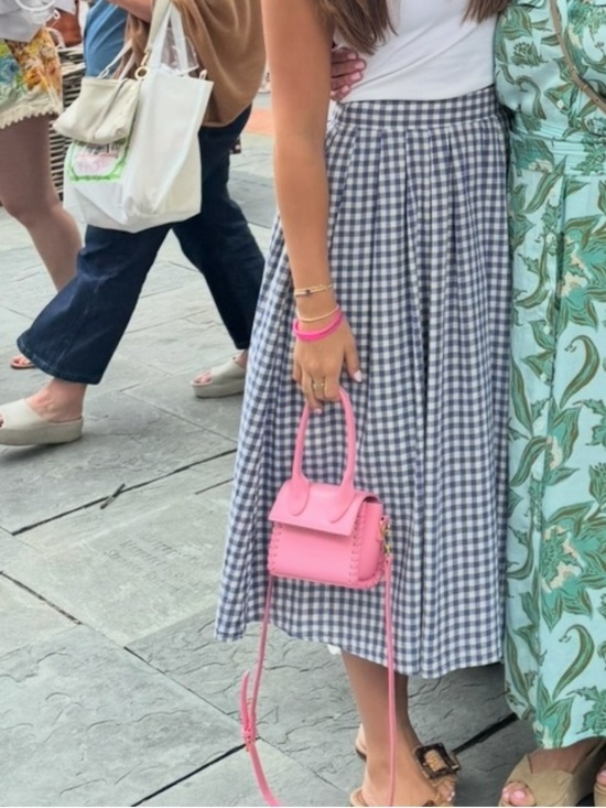 entro Dresses & Skirts - Purple and White Gingham Midi Skirt